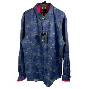 Eight X Premium Navy Slim Button Up Fit Shirt Size 3XL Retail $119